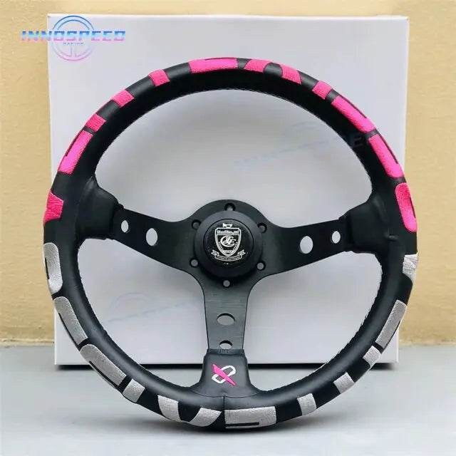 Universal Racing 13inch Vertex Leather Modified Performance Deep Dish Tuning Sport Steering Wheel