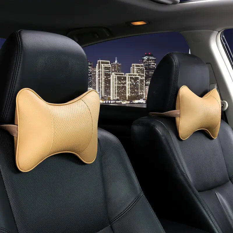 PU Leather Car Neck Pillow for Head Pain Relief