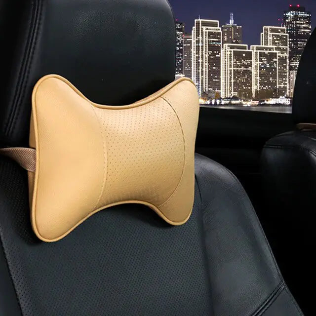 PU Leather Car Neck Pillow for Head Pain Relief