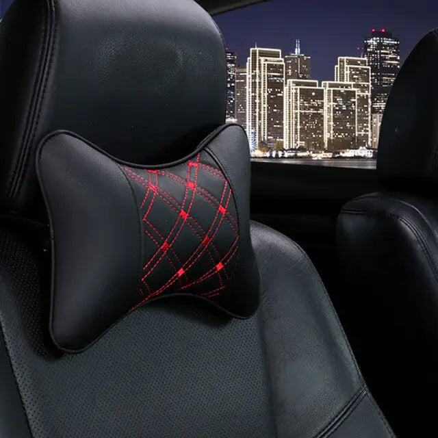 PU Leather Car Neck Pillow for Head Pain Relief